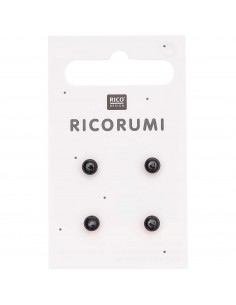 Yeux pour amigurumi et création de jouets - 4 Bouton RICORUMI,  BRUN-NOIR, 5mm