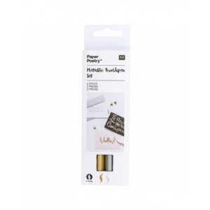 Stylo feutre brush pen metallique - 2 or et 2 argent