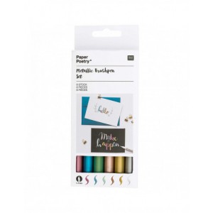 Stylo feutre brush pen metallique - 6 couleurs