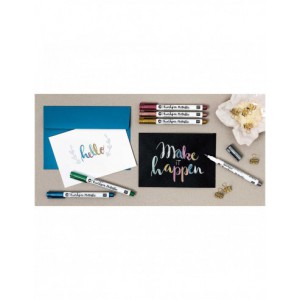 Stylo feutre brush pen metallique - 6 couleurs