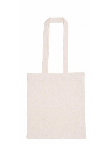 Sac tissus vierge à décorer 100% coton BLANC - ANSES LONGUES - 38 x 42 cm