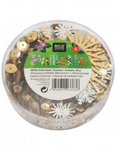 Boite de sequins plats - 55g - doré et argenté