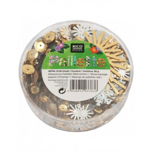 Boite de sequins plats - 55g - doré et argenté