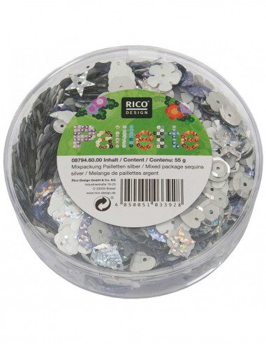 Boite de sequins plats - 55g - argenté holographique