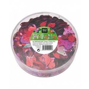 Boite de sequins plats - 55g - rouge, rose et holographique