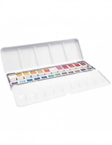 Master Aquarelle 24 godets - couleurs métalliques de haute qualité - boite en métal
