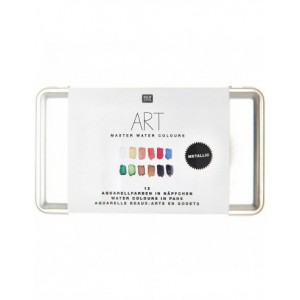 Master Aquarelle 12 godets - couleurs métalliques de haute qualité - boite en métal