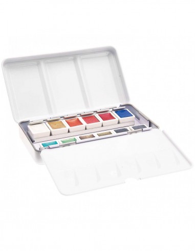 Master Aquarelle 12 godets - couleurs métalliques de haute qualité - boite en métal