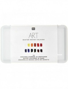 Master Aquarelle 12 godets de haute qualité - boite en métal - couleurs primaires