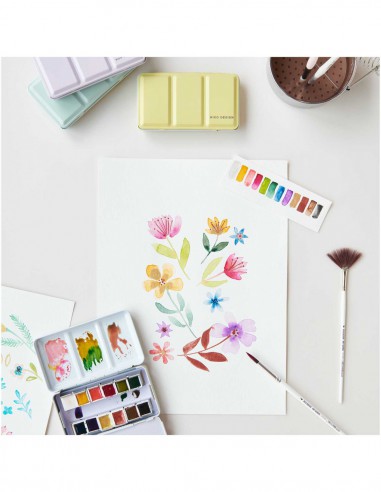 Master Aquarelle 12 godets de haute qualité - boite en métal - couleurs pastel