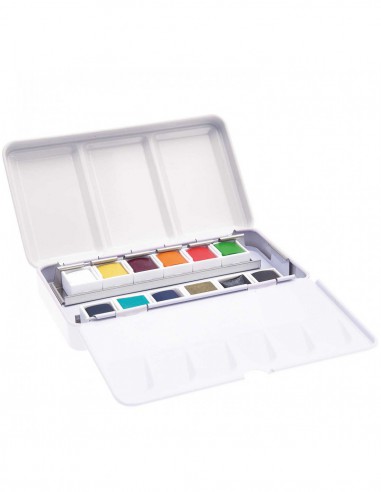 Master Aquarelle 12 godets de haute qualité - boite en métal - couleurs arc en ciel
