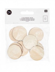 Formes en bois naturel - 12 cercles 38mm