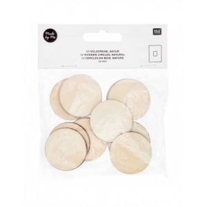 Formes en bois naturel - 12 cercles 38mm