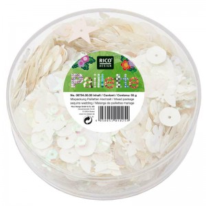 Boite de sequins plats - 55g - blanc