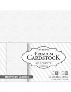 Bloc de 20 feuilles - cardstock, 216g/m2, 30,5x30,5cm - texturé - blanc