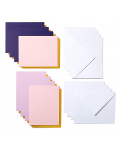 CRICUT - 8 cartes adhesives à personnaliser + enveloppes  10.8 x 14cm - pour tapis carte - BLEU / ROSE 2