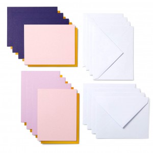 CRICUT - 8 cartes adhesives à personnaliser + enveloppes  10.8 x 14cm - pour tapis carte - BLEU / ROSE