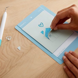 CRICUT - 8 cartes adhesives à personnaliser + enveloppes  10.8 x 14cm - pour tapis carte - BLEU / ROSE