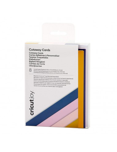 CRICUT - 8 cartes adhesives à personnaliser + enveloppes  10.8 x 14cm - pour tapis carte - BLEU / ROSE