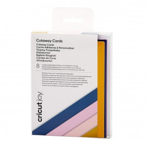 CRICUT - 8 cartes adhesives à personnaliser + enveloppes  10.8 x 14cm - pour tapis carte - BLEU / ROSE