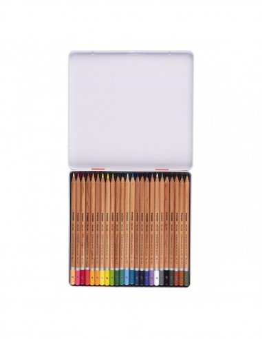 24 crayons de couleur aquarellables, boîte métallique de 24