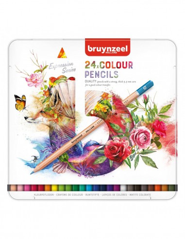 24 crayons de couleur, boîte métallique de 24