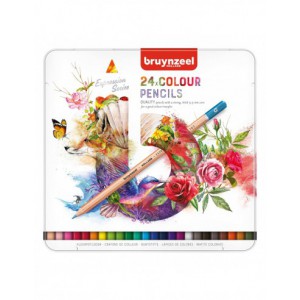 24 crayons de couleur, boîte métallique de 24