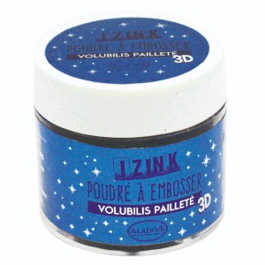 IZINK POUDRE A EMBOSSER volubilis bleue pailletée - 25 ml