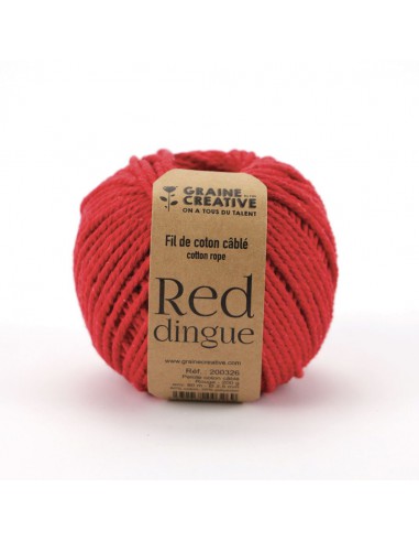 1 PELOTE DE COTON CABLE ROUGE 2,5 mm - 200 G - 80 m