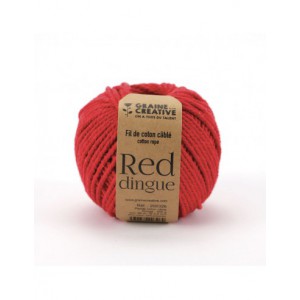 1 PELOTE DE COTON CABLE ROUGE 2,5 mm - 200 G - 80 m