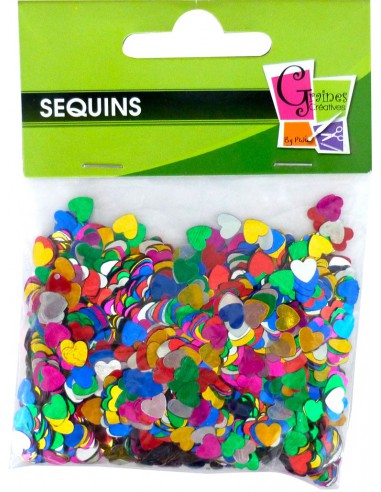 SACHET PAILLETTES COEUR 6MM COL ASSORTIS 15GR