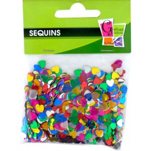 SACHET PAILLETTES COEUR 6MM COL ASSORTIS 15GR