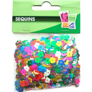 SACHET PAILLETTES 6MM FLEURS COL ASSORTIS 15g