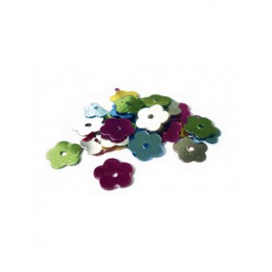 SACHET PAILLETTES 6MM FLEURS COL ASSORTIS 15g