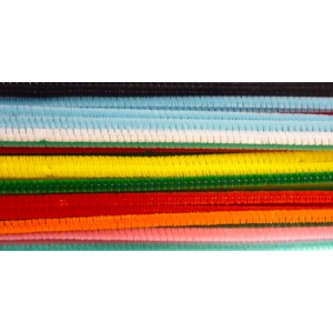 SACHET DE 45 BRINS CHENILLE - Ø6MM - 9 COULEURS - 300mm