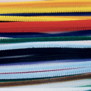 SACHET DE 45 BRINS CHENILLE - Ø6MM - 9 COULEURS - 300mm