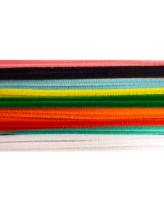 SACHET DE 45 BRINS CHENILLE - Ø8MM - 9 COULEURS - 300mm 2