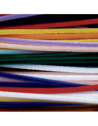 SACHET DE 45 BRINS CHENILLE - Ø8MM - 9 COULEURS - 300mm