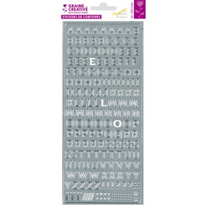 PEEL OFF'S ALPHABET MAJUSCULE ARGENT 105x232mm