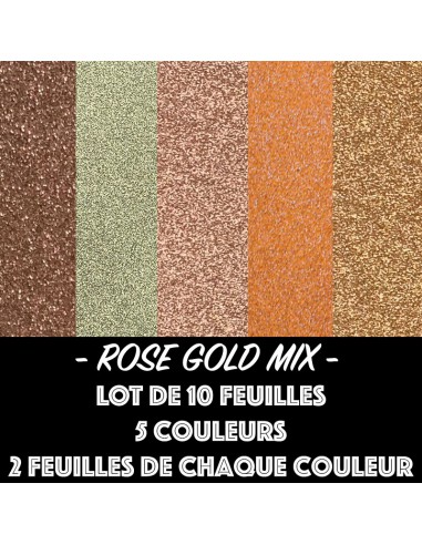 Bloc cardstock pailleté - 10 feuilles 170g - ROSE GOLD MIX - format 30,5 X 30,5 cm