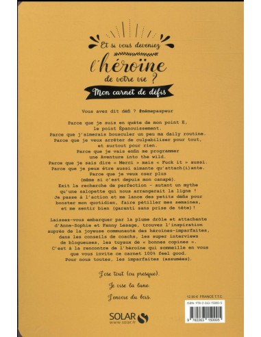 ~ Mon carnet de défis - Et si vous deveniez l'héroïne de votre vie ? - Solar Editions