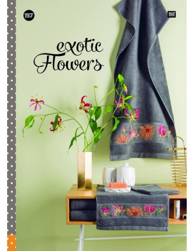 ~ LIVRE 157 EXOTIC FLOWERS - motifs à broder au point de croix - Thème fleurs exotiques - Rico Design
