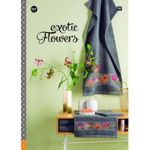 ~ LIVRE 157 EXOTIC FLOWERS - motifs à broder au point de croix - Thème fleurs exotiques - Rico Design