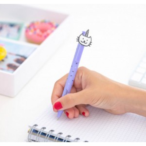 Stylo encre bleue - Caticorne (chat / licorne)
