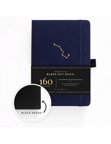 Bullet journal haut de gamme - papier NOIR 160g - format A5 - Night sky