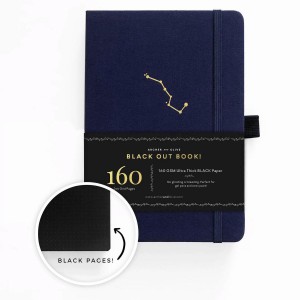Bullet journal haut de gamme - papier NOIR 160g - format A5 - Night sky