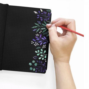 Bullet journal haut de gamme - papier NOIR 160g - format A5 - Night sky
