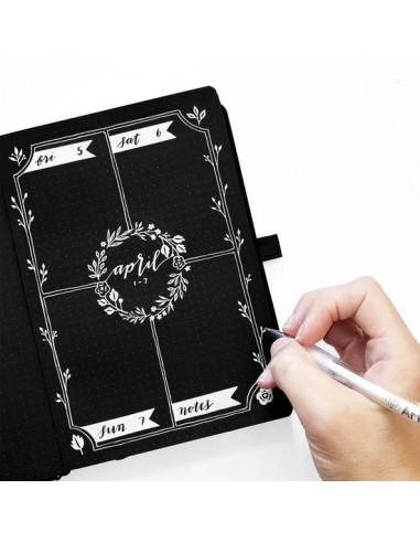 Bullet journal haut de gamme - papier NOIR 160g - format A5 - Night sky