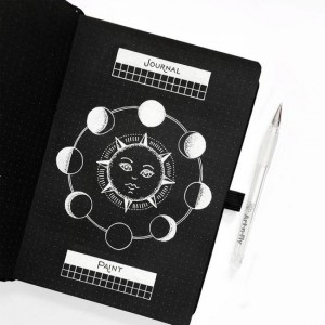 Bullet journal haut de gamme - papier NOIR 160g - format A5 - Night sky