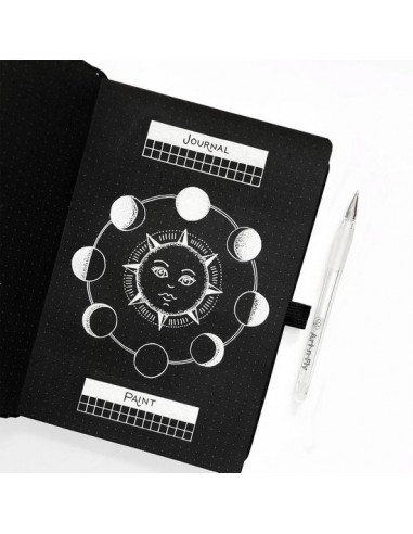 Bullet journal haut de gamme - papier NOIR 160g - format A5 - Moon Phases